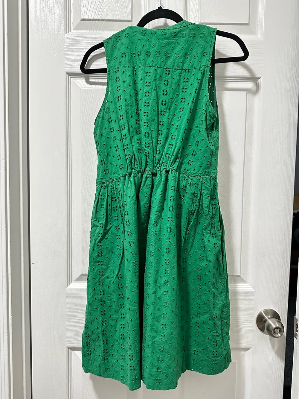 J.Crew Green Eyelet Sleeveless Fit & Flare Dress Size Small - Picture 5 of 11